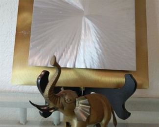 12 x 12 metal art with elephant