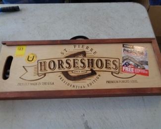 Forged Steel Horseshoes in wooden box
