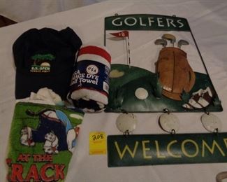 Golf Lot of towels, sign, hat