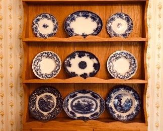Beautiful large collection of early and current Flow Blue dishes and China sets 