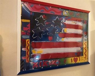 PETER MAX POSTER " FLAG WITH HEART"