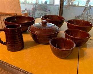 Lot of 7 Marcrest Ovenproof Stoneware Set | 3 Mixing Bowls, 1 Cup, 3 Bowls (Large One With Lid)