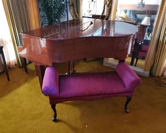 Howard baby grand piano and stool by Howard