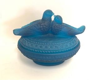 Blue West Moreland Covered Dove Dish