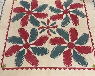 Early Hand Made Applique Princess Feather Quilt
