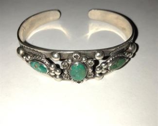 Sterling Turquoise Indian Jewelry Cuff Bracelet