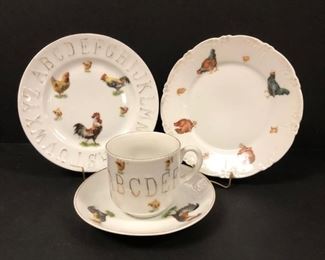German Rooster ABC Plate, Cup & Saucer