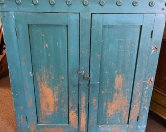Corner Cupboard In Old Blue Paint