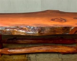 $250.00.........Rustic Red Cedar Half Log Bench 22" x 58", 18" tall (T035) 