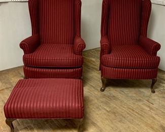 CLEARANCE !  $40.00 NOW, WAS $200.00............Pair Wing Back Chairs and One Ottoman (T050)
