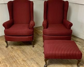 CLEARANCE !  $40.00 NOW, WAS $200.00...........Pair Wing Back Chairs and One Ottoman (T049)