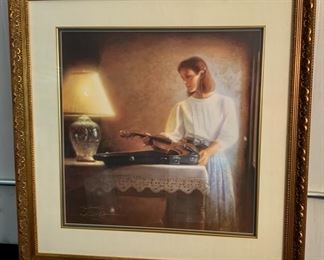 CLEARANCE !  $25.00 NOW, WAS $80.00........Lady and Violin Picture 31" x 32" (T024)