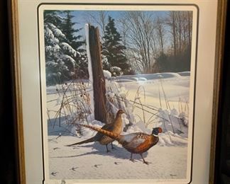 CLEARANCE !  $300.00 NOW, WAS $800.00.............SET OF 3 REMARKED EARLY WINTER MORNING PICTURES BY DAVID MAASS FOLLOWING 2 PICTURES INCLUDED "Early Winter Morning Pheasants" by David Maass 26" x 30" 599/850 (T014)