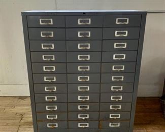 $30.00..............Vintage Metal Card Catalog Cabinet, some rust sold as is 30 1/2" x 13", 38" tall (M008)