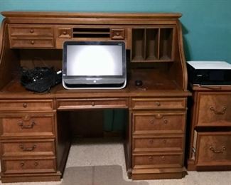 CLEARANCE !  $40.00 NOW, WAS $200.00............Roll Top Desk, marble base and File Cabinet Set