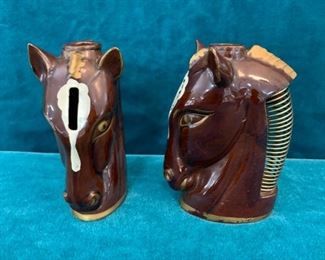 CLEARANCE  !  $6.00 NOW, WAS $25.00.............2 Horse Banks and Letter Holders, one ear a little rough, 7" tall, (M108)