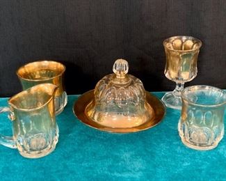 CLEARANCE  !  $6.00 NOW, WAS $25.00........Vintage Gold Accented glassware (M071)