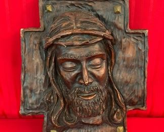 CLEARANCE  !  $6.00 NOW, WAS $25.00...........Large Vintage Christ Figure wall Plaque 13" x 16" (M046)