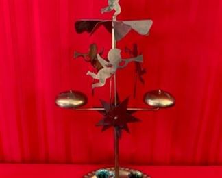 CLEARANCE  !  $6.00 NOW, WAS $25.00..........Antique Brass Christmas Candle Chimes 17" tall (M039)