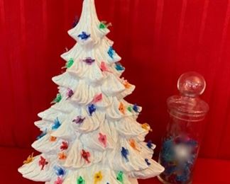 $45.00 Ceramic White Lit Christmas Tree 16 1/2" tall (T201)