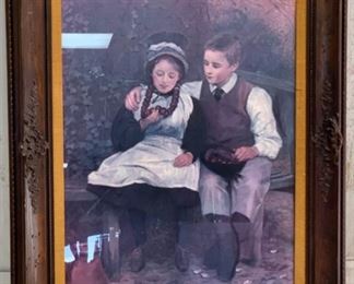 CLEARANCE  !  $10.00 NOW, WAS $40.00.............Very Large Picture, glass cracked, one corner of the frame has a chip in it 47" x 34" as is  (T245)