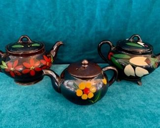 CLEARANCE  !  $3.00 NOW, WAS $12.00.......3 Painted Teapots(M195)