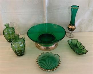 CLEARANCE  !  $4.00 NOW, WAS $16.00..........Green Glassware Lot (M256)