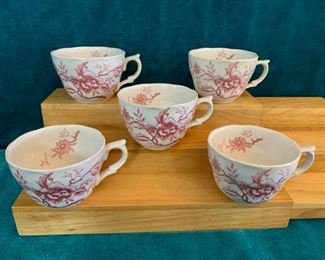 HALF OFF !  $5.00 NOW, WAS $10.00..........Set of 5 Cups Pink Flora (M248)