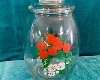 HALF OFF !  $10.00 NOW, WAS $20.00............Vintage Cherry Glass Cookie Jar (M318)