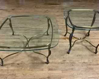HALF OFF !  $50.00 NOW, WAS $100.00.............Brass Coffee Table and Brass Side Table Set (M320)