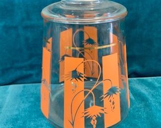 HALF OFF !  $10.00 NOW, WAS $20.00..........Vintage Glass Cookie Jar 9" tall  (M301}