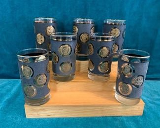HALF OFF !  $8.00 NOW, WAS $16.00..................set of 7 5" Coin Glasses (M298)
