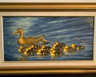 $150.00.............Adorable Oil Painting 24" x 14" Signed Storm  (T027)