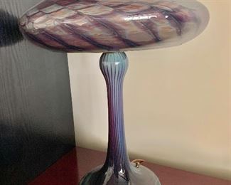 $795 - Joe Clearman Art Glass Lamp; 25” H, approx 16” diameter.