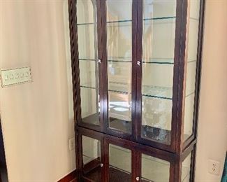 $450 - Lighted glass shelved cabinet - 82.5"Hx42"Wx15'5"D
