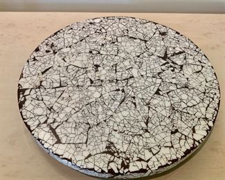 $60 - Rosewood lazy susan with crackle finish base; 12” diameter