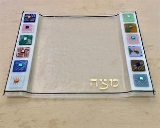 $25 - Beames designs fused glass plate; 9” x 11