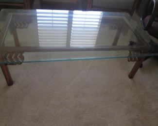 Glass-Top Coffee Table, Southwest-Style Copper Frame Design