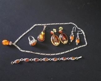 Amber & Sterling Pieces