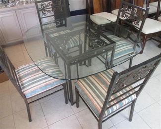 Dinette Table/4-Chairs, Glass Top & Metal Frames