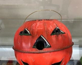 Tin Litho Halloween "Trick or Treat Container/Bucket