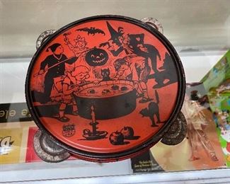 Halloween Tin Litho Chein Tambourine