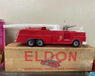 Large Eldon Plastic Aerial Ladder Pumper in Original Box