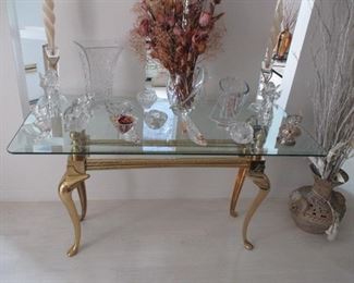 Brass & Glass Entry Console Table