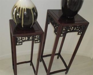Asian Inspired Pedestals/Stands ~ Drip Glaze Pottery