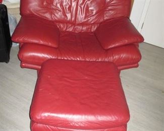 Natuzzi Red Leather Living Room Suite

