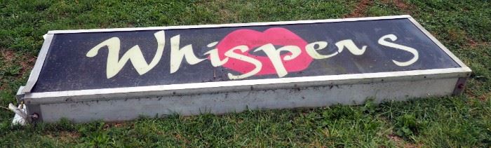 Whispers Electric Aluminum Framed Retail Sign 41" x 123" x 9.5"