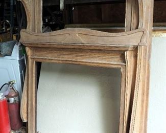 Reclaimed Antique Solid Wood Mantle With Carved Accents, 70"x 60" x 12"