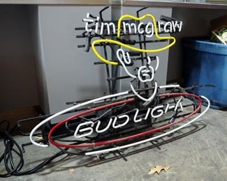 Desung Electric Neon Tim McGraw Bud Light Retail Sign, 23" Tall x 36" Wide, Appears New