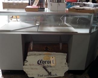 Lighted Glass Display Case With Retail Storage & Sliding Display Case Doors, 34" x 56" x 20"